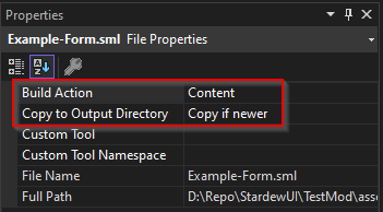 Asset file properties